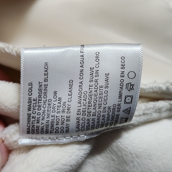 Kristen Blake White Fleece Full Zip Jacket Pockets Waist Cinching Toggles Large - Picture 7 of 9